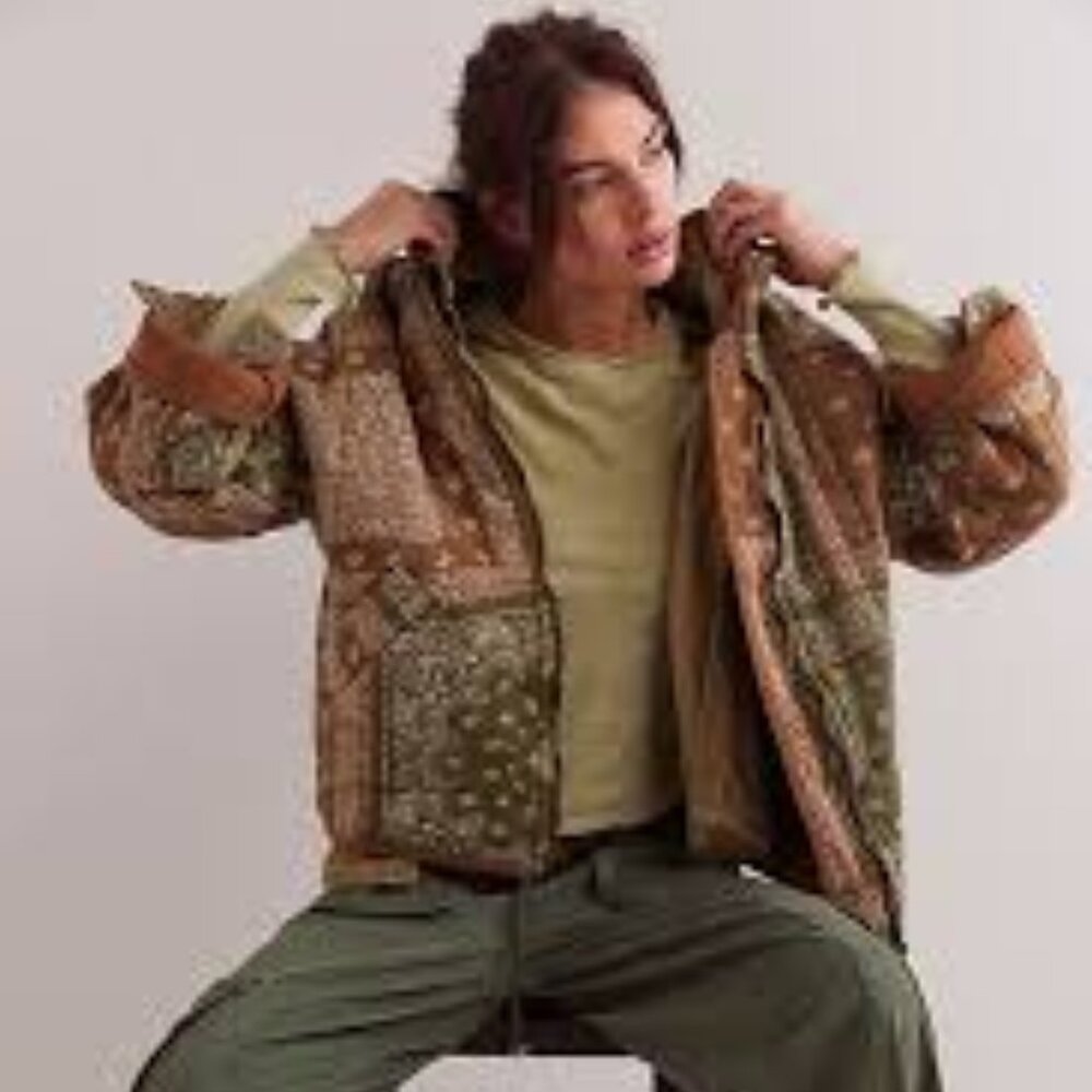 Free People Patchwork Quilted Dolman Jacket